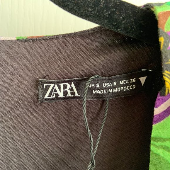 Zara Women's Floral Faux Wrap Long Sleeve Green Purple Draped Bodysuit Size S - Picture 5 of 13